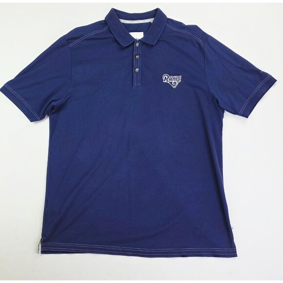 Tommy Bahama Large Mens Los Angeles Rams Embroidered Logo Navy Short Sleeve Polo - Picture 1 of 11